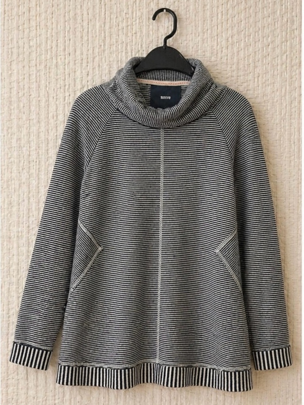 Maeve Black White Striped Cowl Neck Top Womens Medium